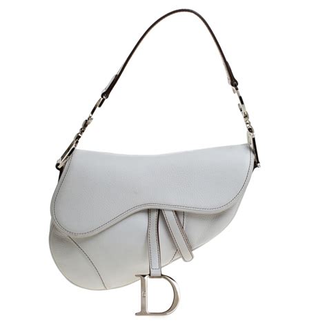 christian dior saddle leather white bag|christian dior kidney bag.